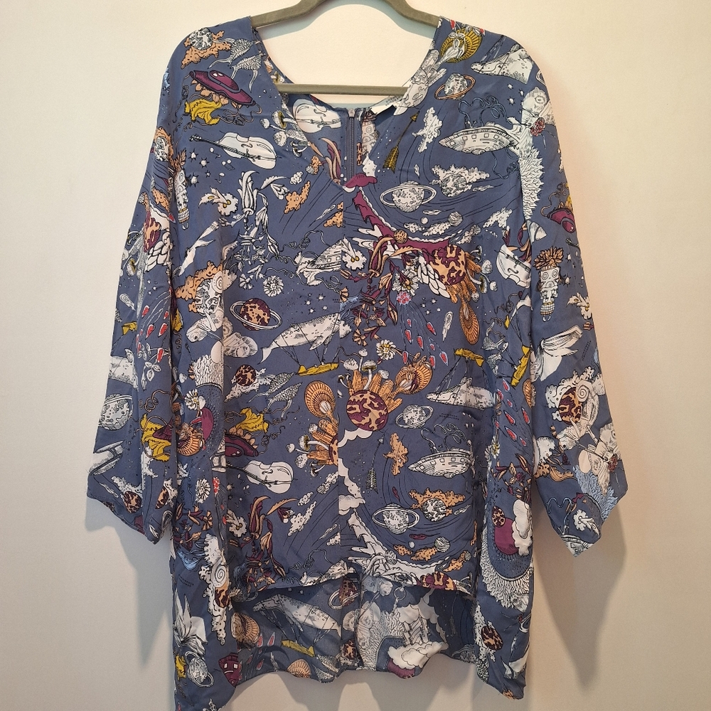 Dorothee Schumacher Fantastic Long Sleeve Psychedelic Print Journey Blouse